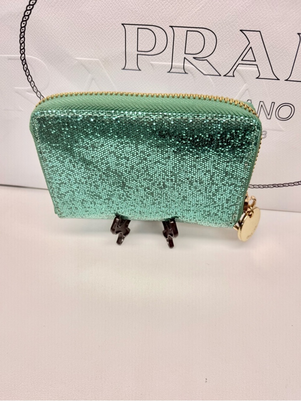 Mint Green Glitter Stud Zip Wallet - Picture 2 of 9